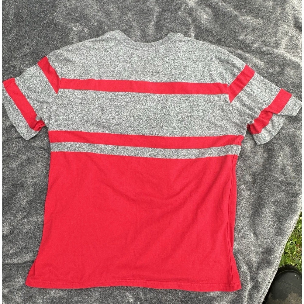 Ecko Unltd Mens Graphic T-Shirt Red Gray Striped FU Logo Y2K Streetwear 1972 - Picture 8 of 13